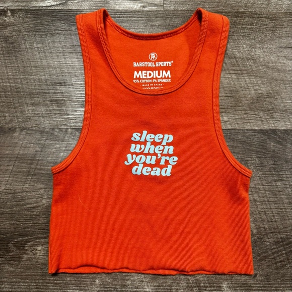 Barstool Tops - Barstool Sports Brianna Chickenfry “Sleep When You’re Dead” Crop Top Size Medium
